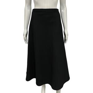 GIAMBATTISTA VALLI Black Fabric Pleated Midi A-line Skirt Size EU 48 US 16